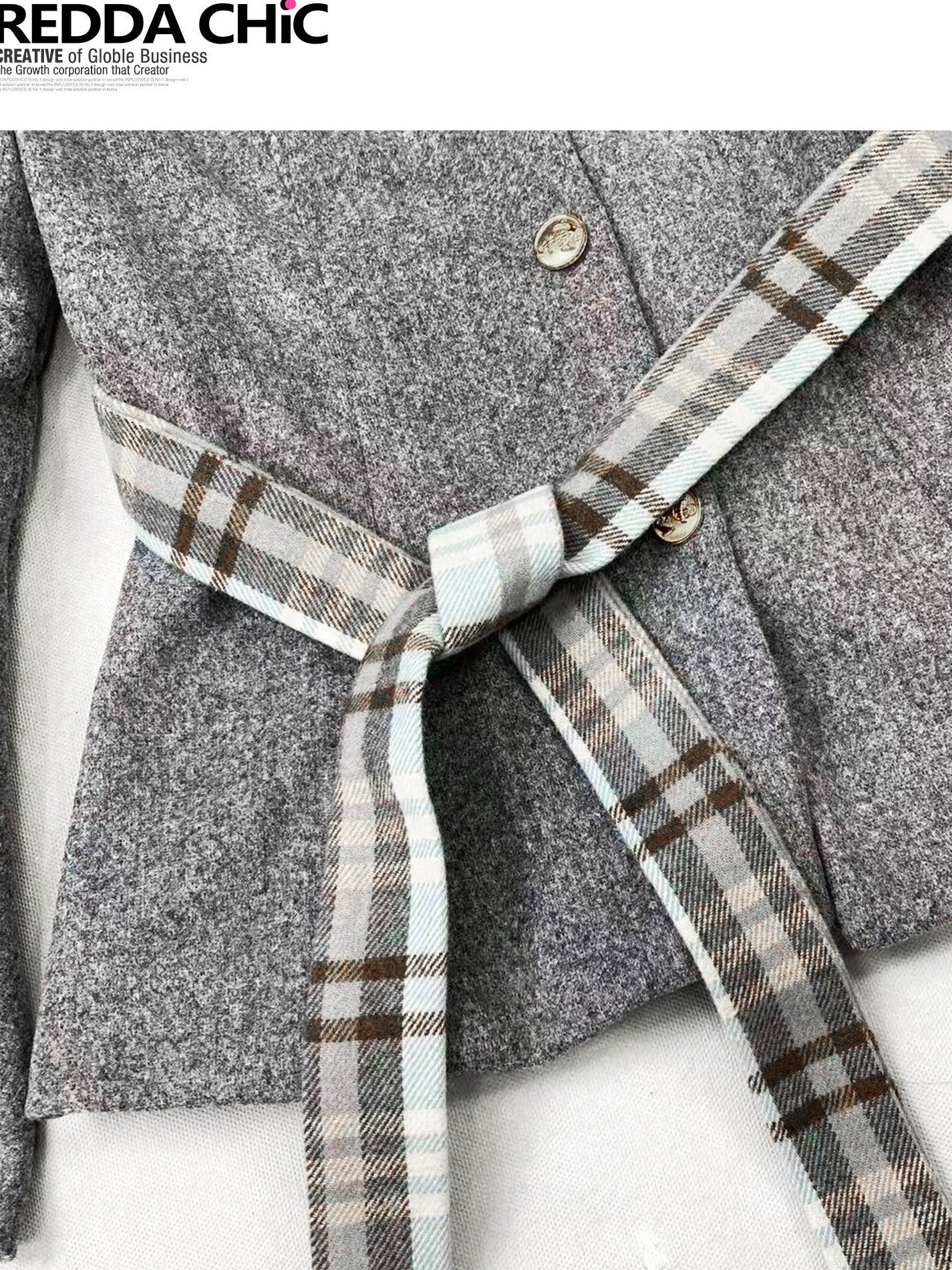 REDDACHIC Grey Plaid Pleated Schoolgirl Women'S Woolen High Waist Mini Skirts