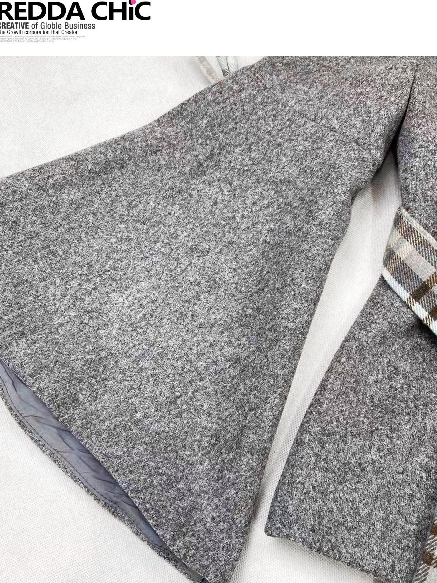 REDDACHIC Grey Plaid Pleated Schoolgirl Women'S Woolen High Waist Mini Skirts