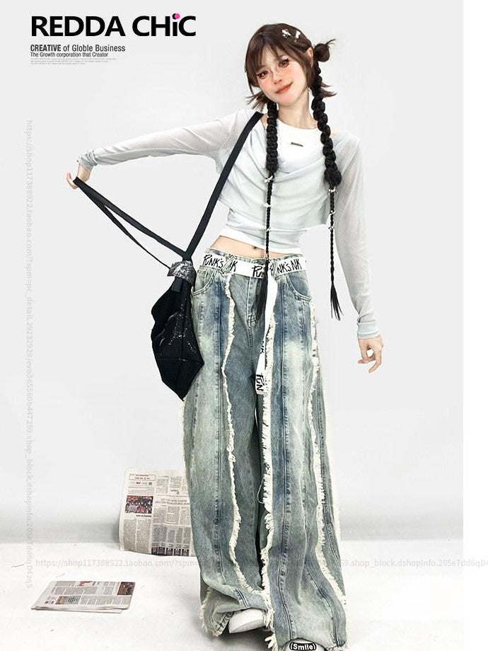 REDDACHIC Grey Sheer Off Shoulder Mesh Overlay Two Piece Women'S Mesh Long Sleeve T-Shirts