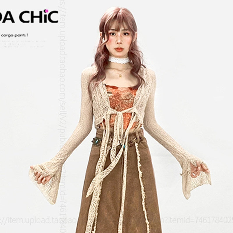 REDDACHIC_Khaki_Vintage_Ruffle_Fringe_High_Waist_Aline_Women'S_Denim_Maxi_Skirts_MISSTT