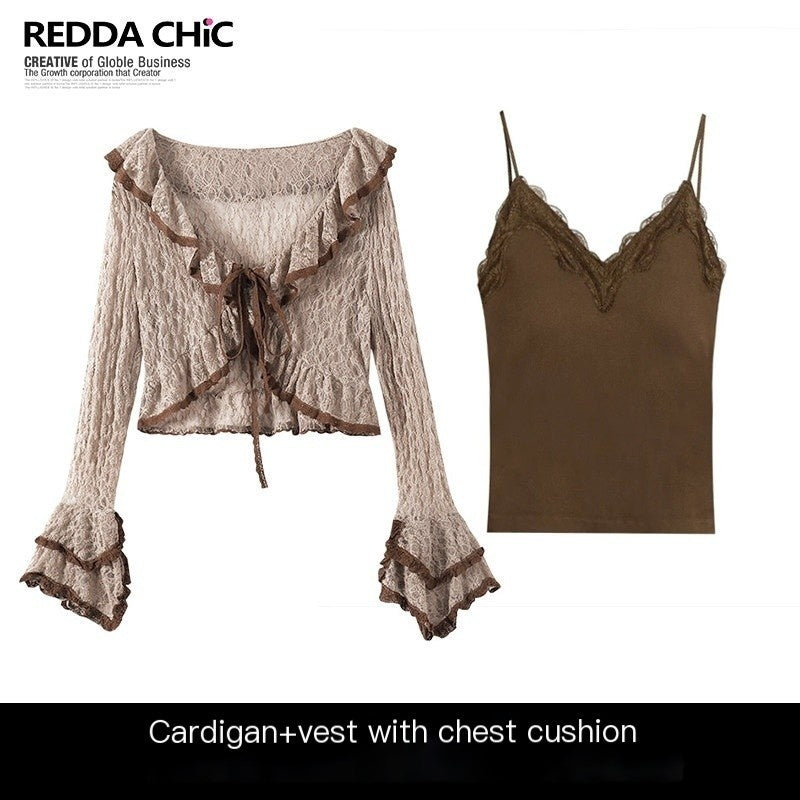REDDACHIC_Lace_Spliced_Irregular_Pullover_Cropped_Vintage_Women'S_Cardigans_MISSTT