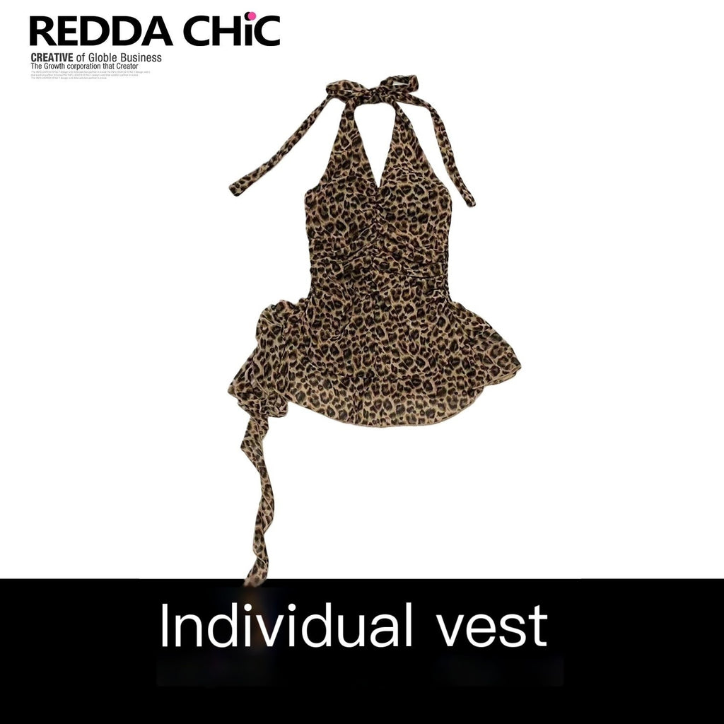 REDDACHIC_Leopard_Print_Halter_V-neck_Asymmetric_Ruffle_Women'S_Chiffon_Slip_Mini_Dresses_MISSTT