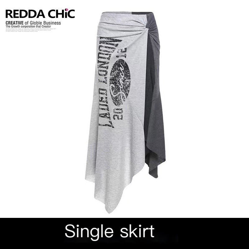 REDDACHIC_Lettering_Print_Asymmetric_Layered_Slit_A_Line_Sporty_Women'S_Maxi_Skirts_MISSTT