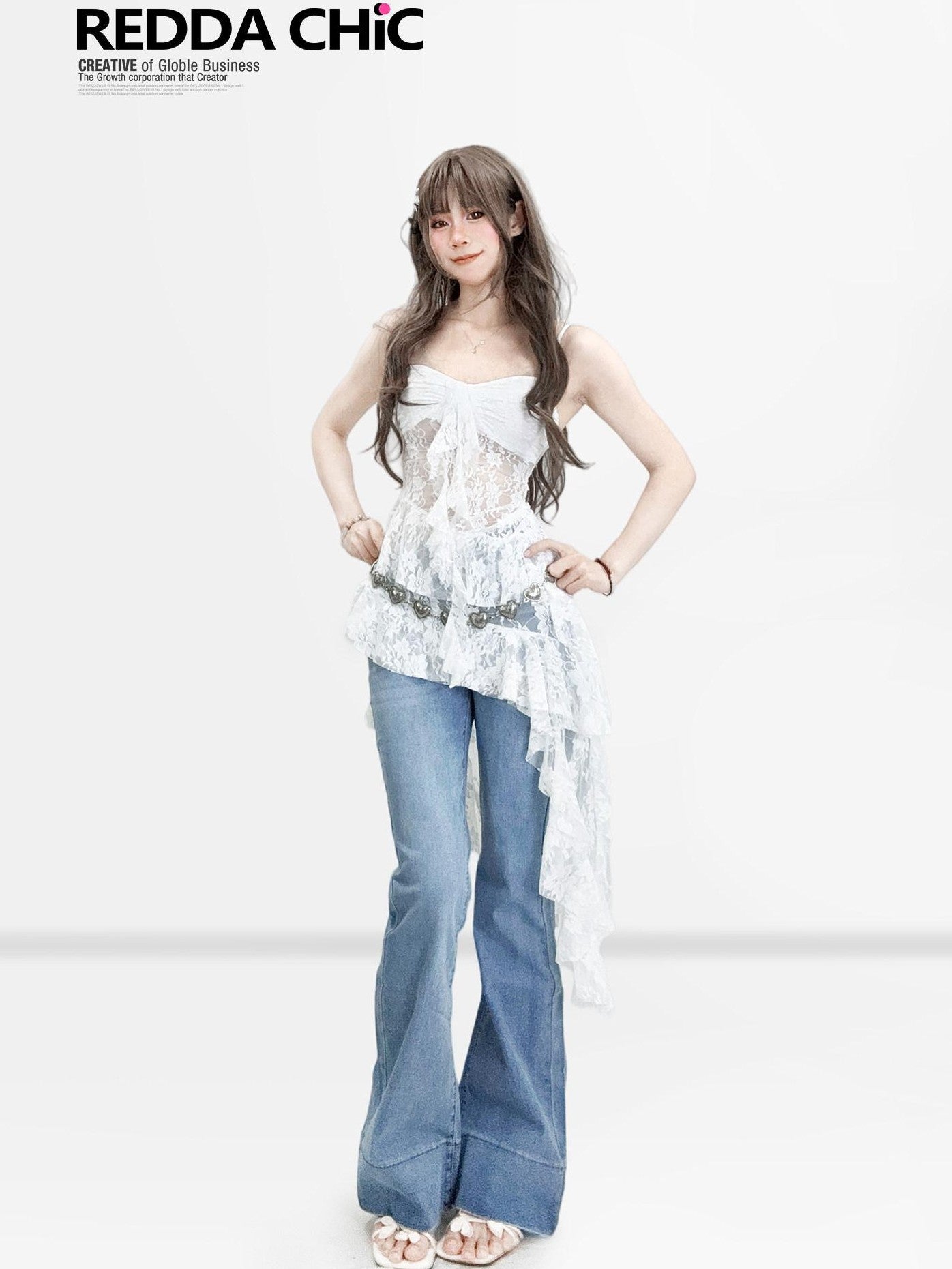 REDDACHIC Light Blue Y2K High Waist Slim Tall Women'S Cotton Stretch Denim Straight Jeans