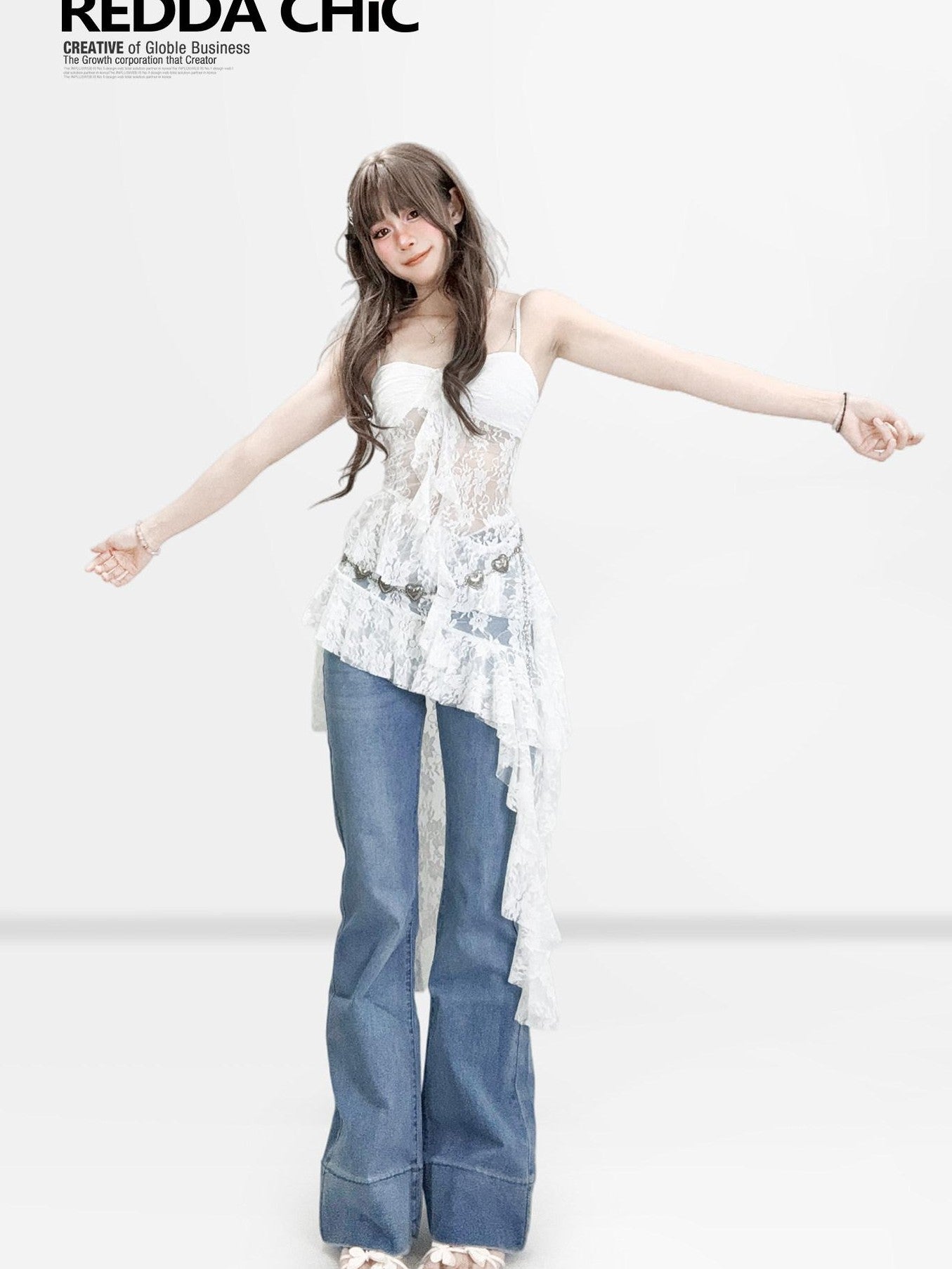 REDDACHIC Light Blue Y2K High Waist Slim Tall Women'S Cotton Stretch Denim Straight Jeans