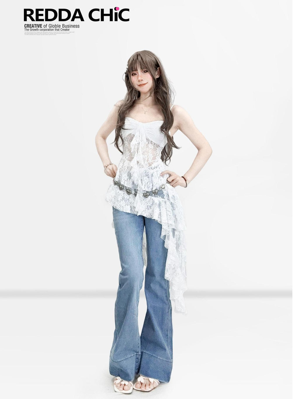 REDDACHIC Light Blue Y2K High Waist Slim Tall Women'S Cotton Stretch Denim Straight Jeans
