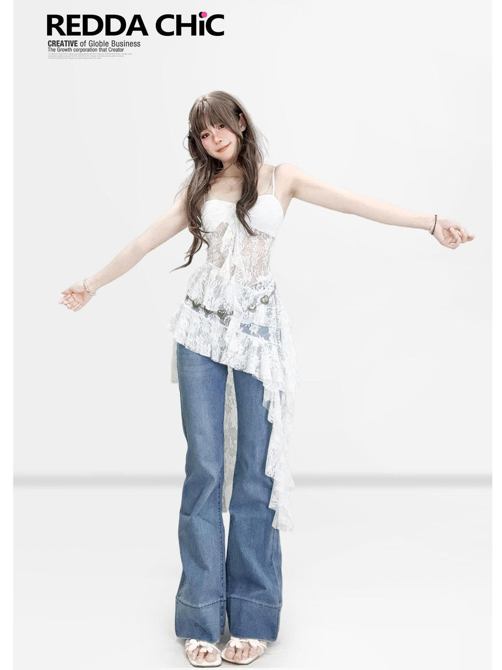 REDDACHIC Light Blue Y2K High Waist Slim Tall Women'S Cotton Stretch Denim Straight Jeans