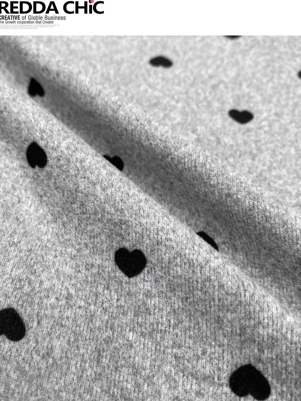 REDDACHIC Light Gray Polka Dot Heart Pleated Hem Women'S Derong Long Sleeve T-Shirts
