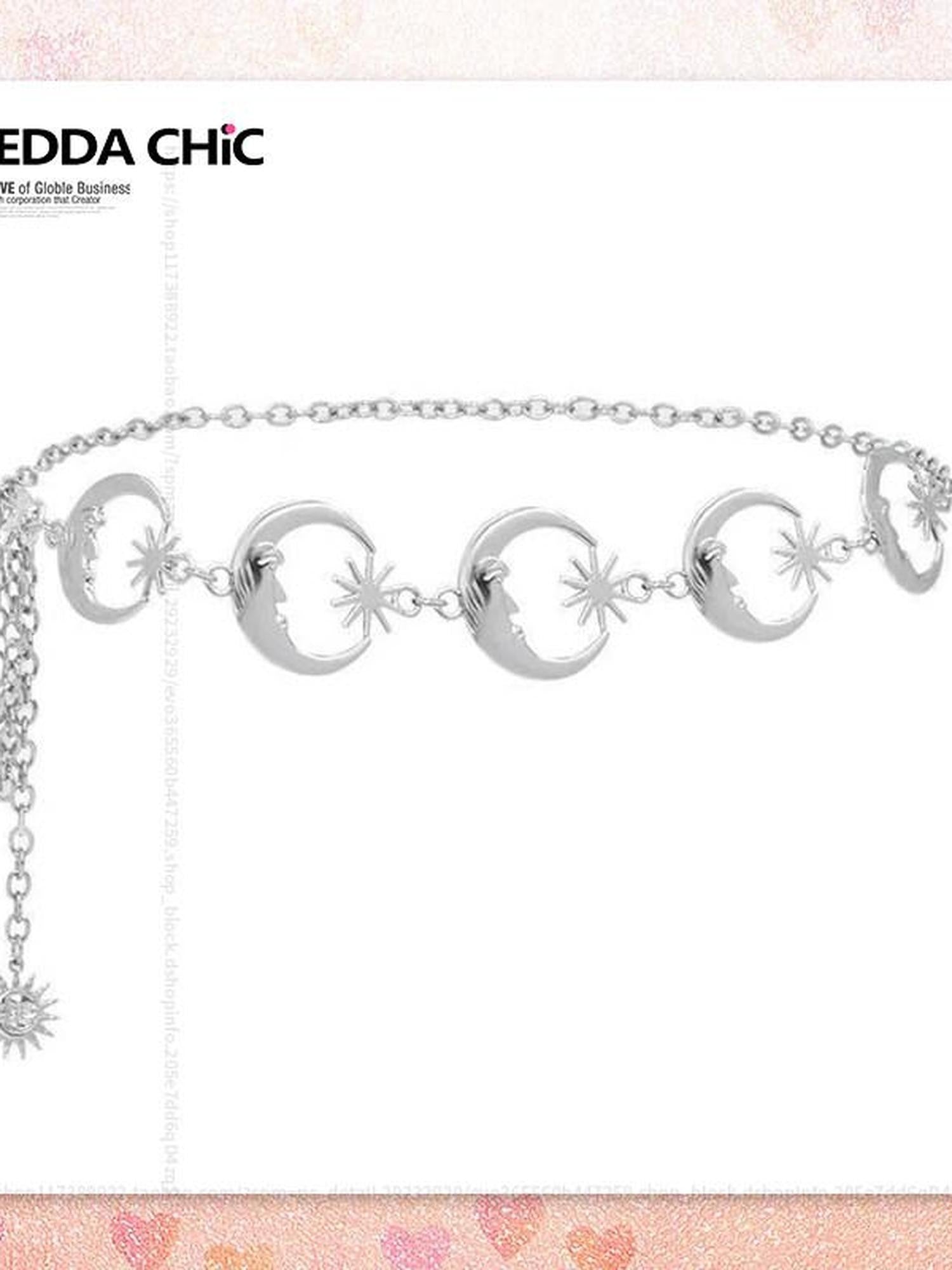 REDDACHIC Metal Moon Tassel Smooth Waist Chain Hook Vintage Punk Women'S Alloy Belts