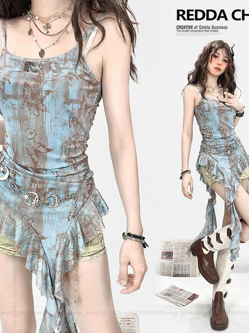 REDDACHIC Metal Moon Tassel Smooth Waist Chain Hook Vintage Punk Women'S Alloy Belts