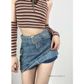 REDDACHIC_Mini_High_Waist_Bodycon_Tie_Patchwork_Women'S_Cotton_Denim_Skorts_Jeans_MISSTT