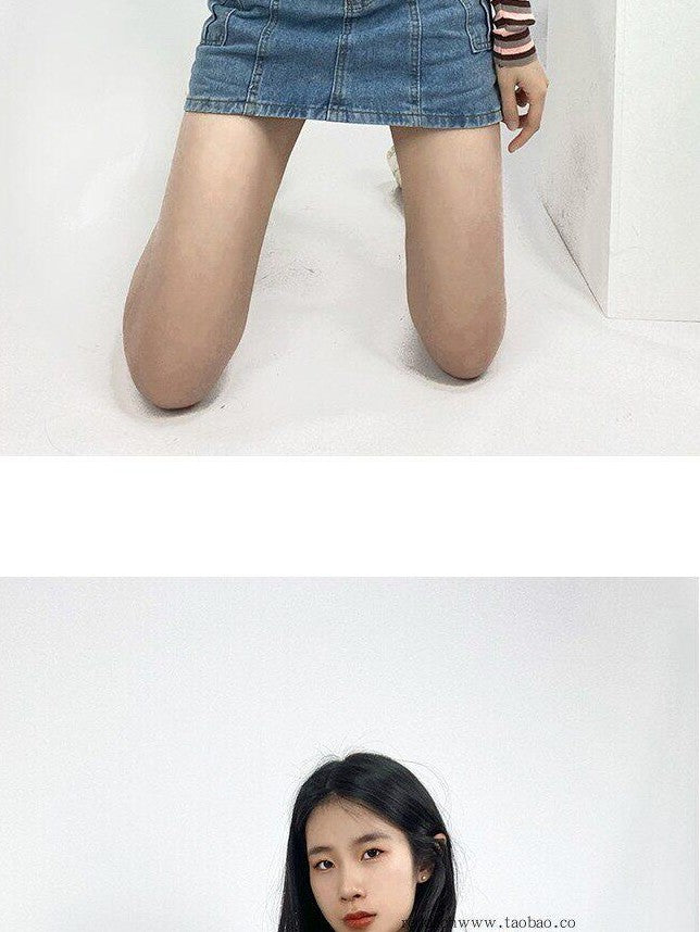 REDDACHIC Mini High Waist Bodycon Tie Patchwork Women'S Cotton Denim Skorts Jeans