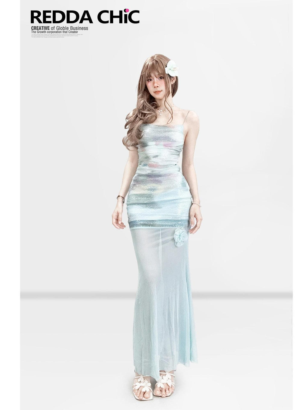 REDDACHIC Mint Green Sequined Gradient Bodycon Slim Concert Women'S Slip Mini Dresses
