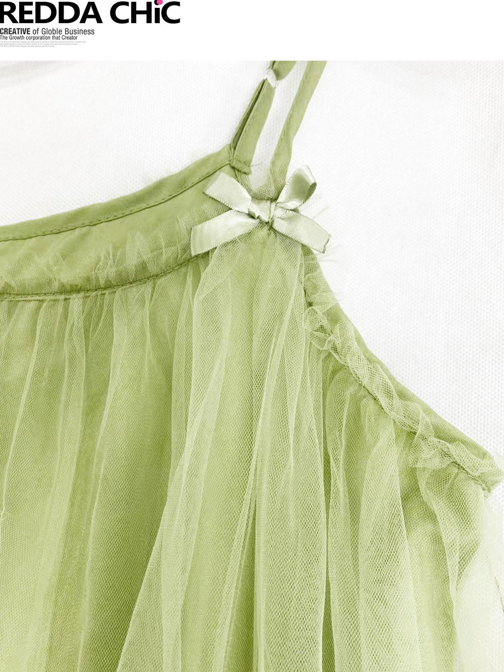 REDDACHIC Mustard Green A Line Strappy Puffy Loose Women'S Mesh Slip Mini Dresses