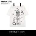 REDDACHIC_Off_Shoulder_Cartoon_Print_Bardot_Loose_Women'S_White_Short_Sleeve_T-Shirts_MISSTT