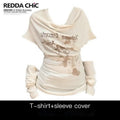 REDDACHIC_Off_Shoulder_Printed_Cinched_Waist_Women'S_Short_Sleeve_T-Shirts_MISSTT