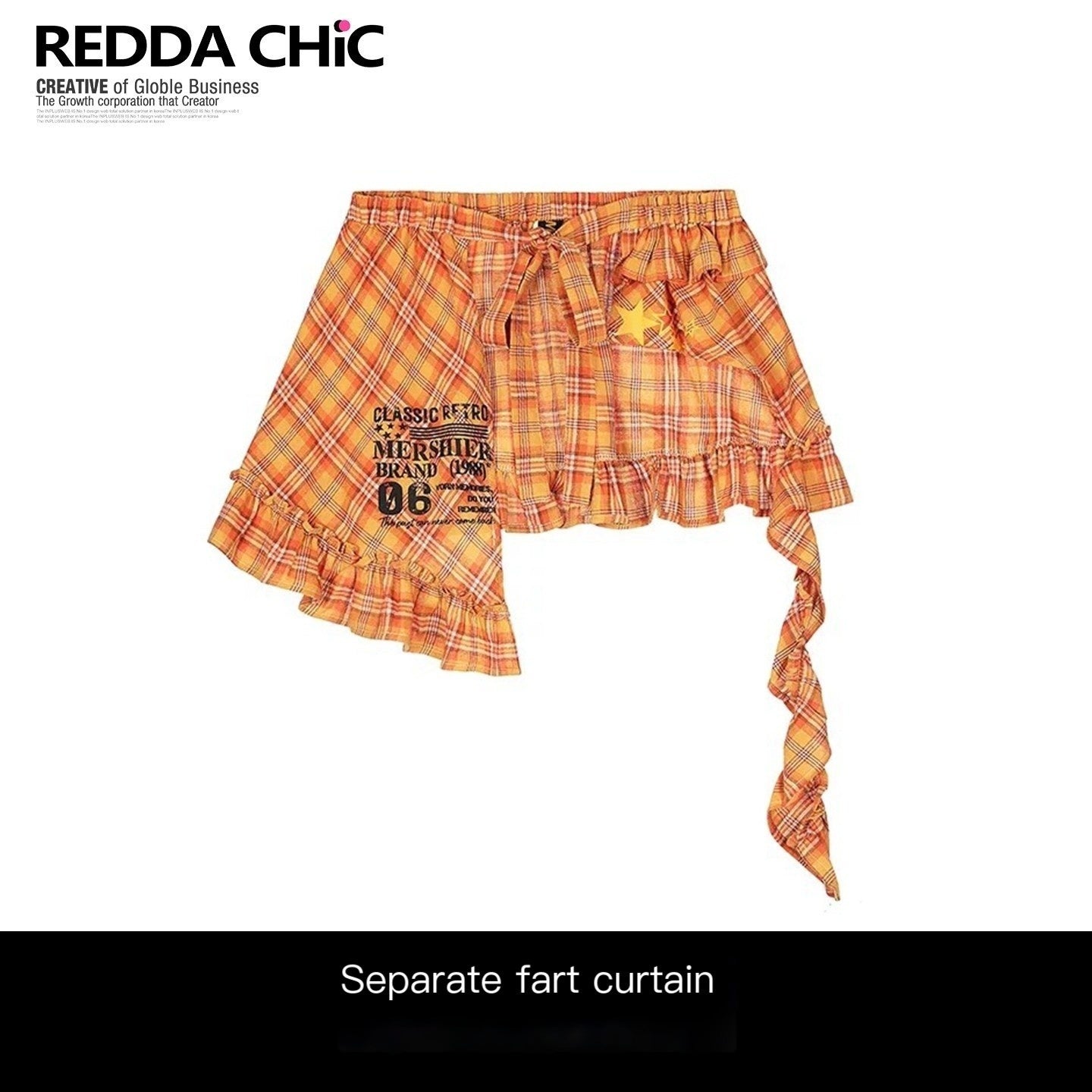 REDDACHIC_Orange_Plaid_Asymmetrical_Ruffle_Tie_Pleated_Patchwork_Women'S_Mini_Skirts_MISSTT