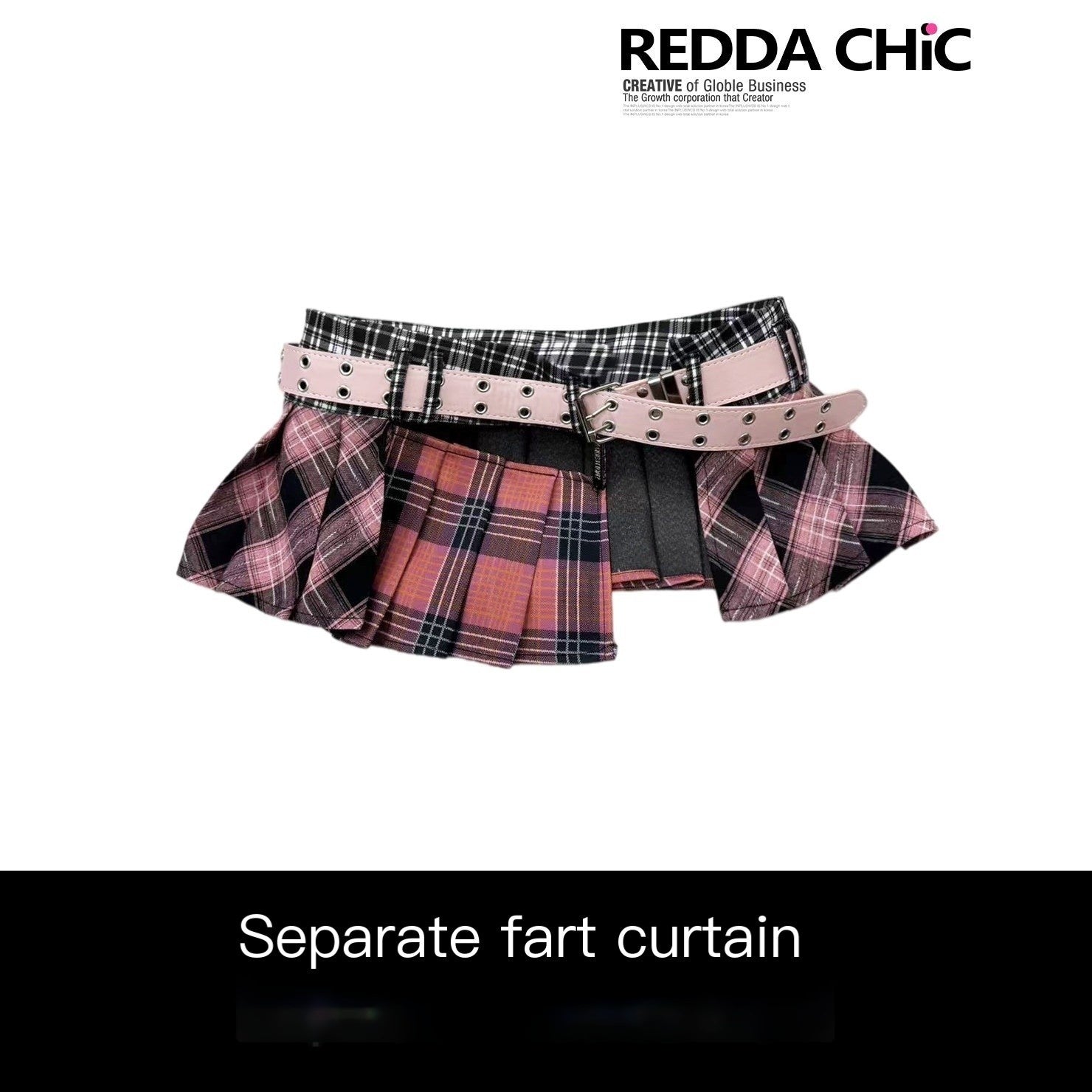 REDDACHIC_Pink_Plaid_Pleated_Ruffle_Layered_Patchwork_Mid_Waist_Women'S_Pu_Mini_Skirts_MISSTT