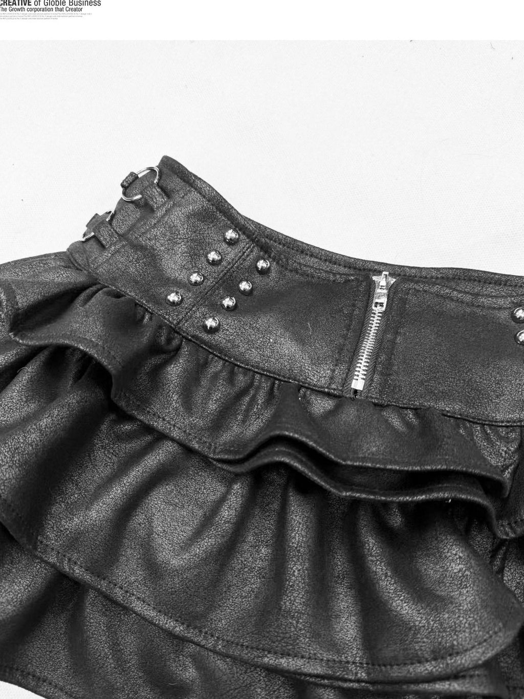 REDDACHIC Pink Plaid Pleated Ruffle Layered Patchwork Mid Waist Women'S Pu Mini Skirts