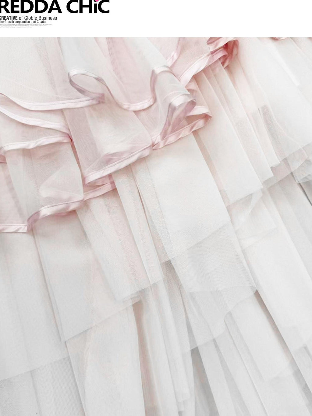 REDDACHIC Pink Tiered Asymmetrical A Line Spliced Women'S Tulle Midi Skirts