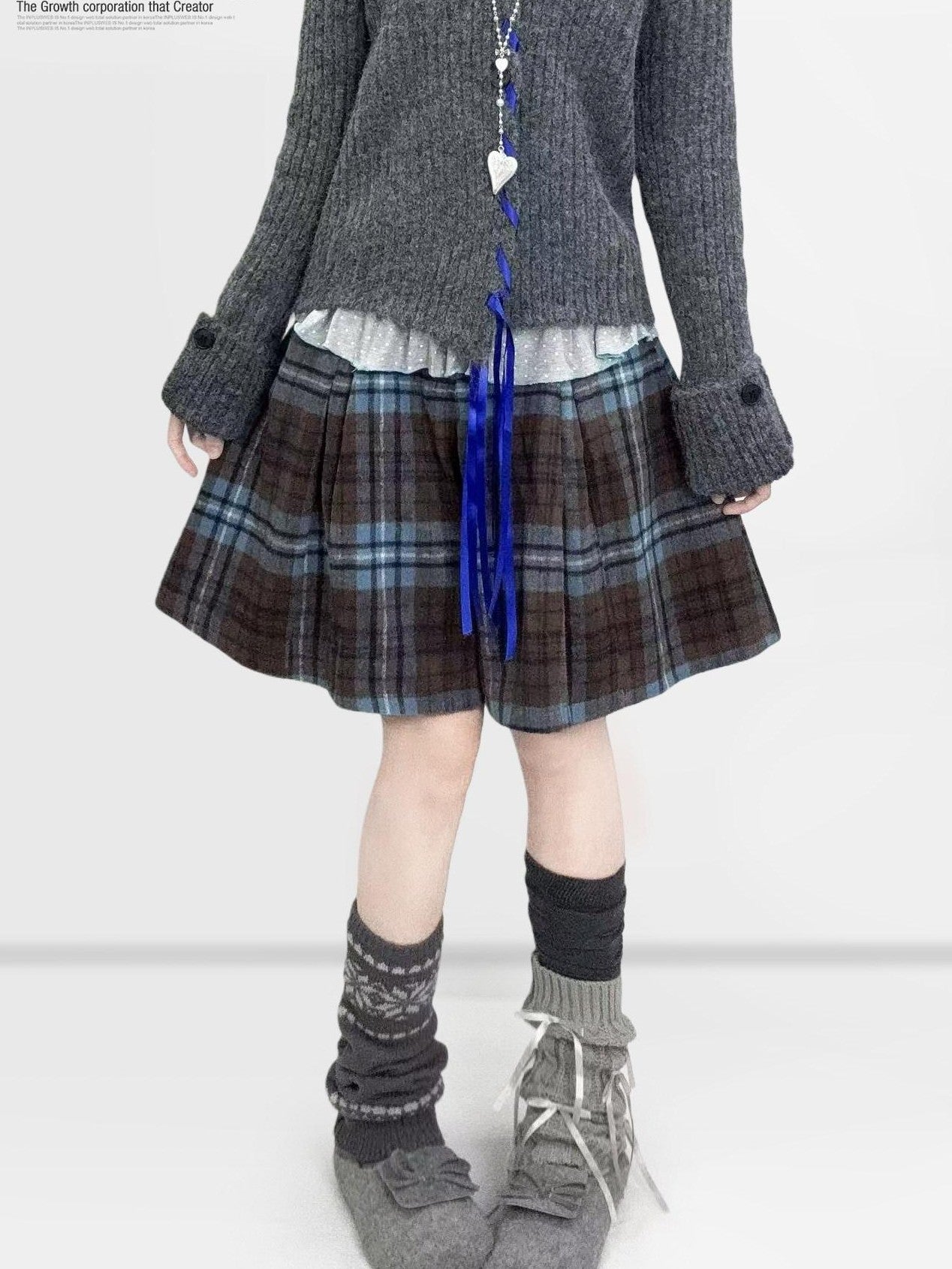 REDDACHIC Plaid A Line High Waist Layered Wide Leg Thick Women'S Woolen Mini Skirts