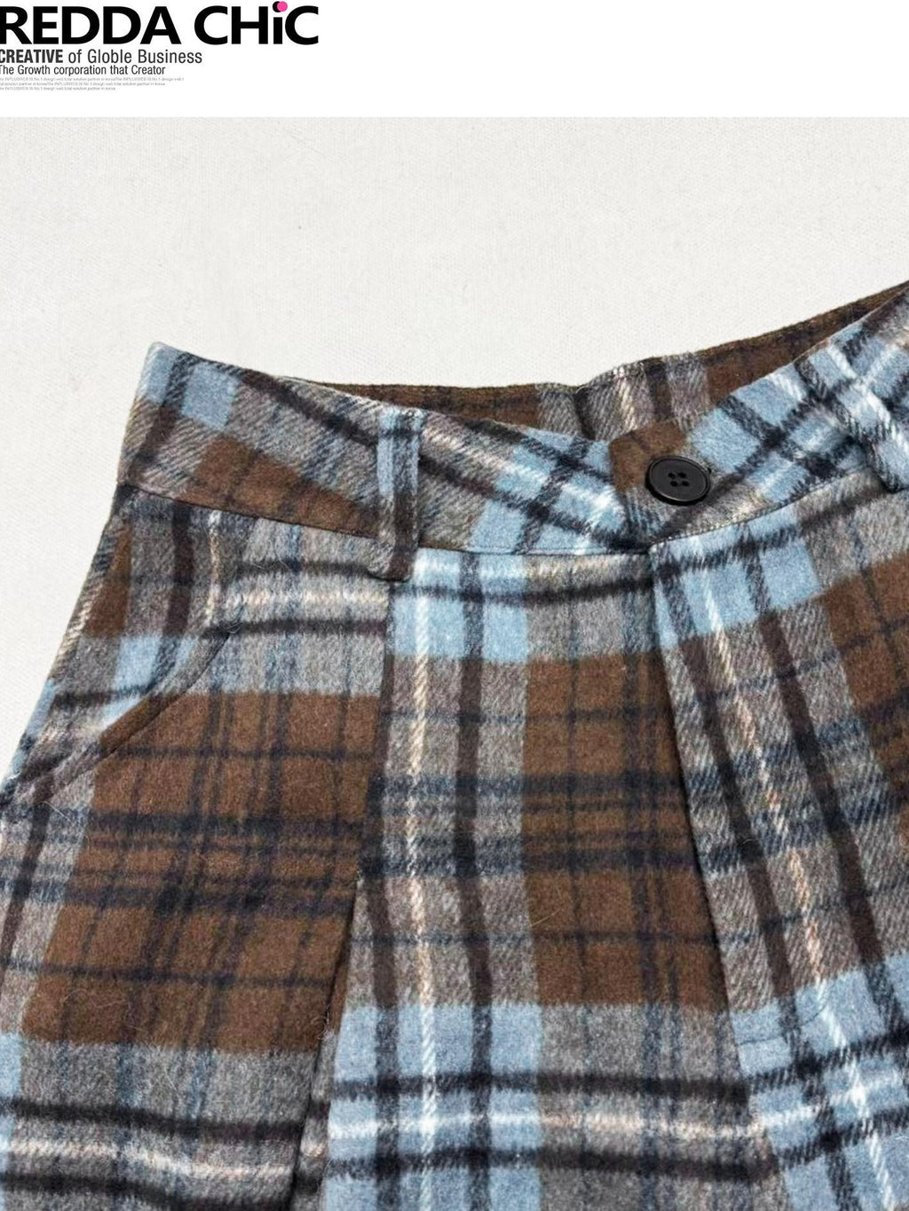 REDDACHIC Plaid A Line High Waist Layered Wide Leg Thick Women'S Woolen Mini Skirts