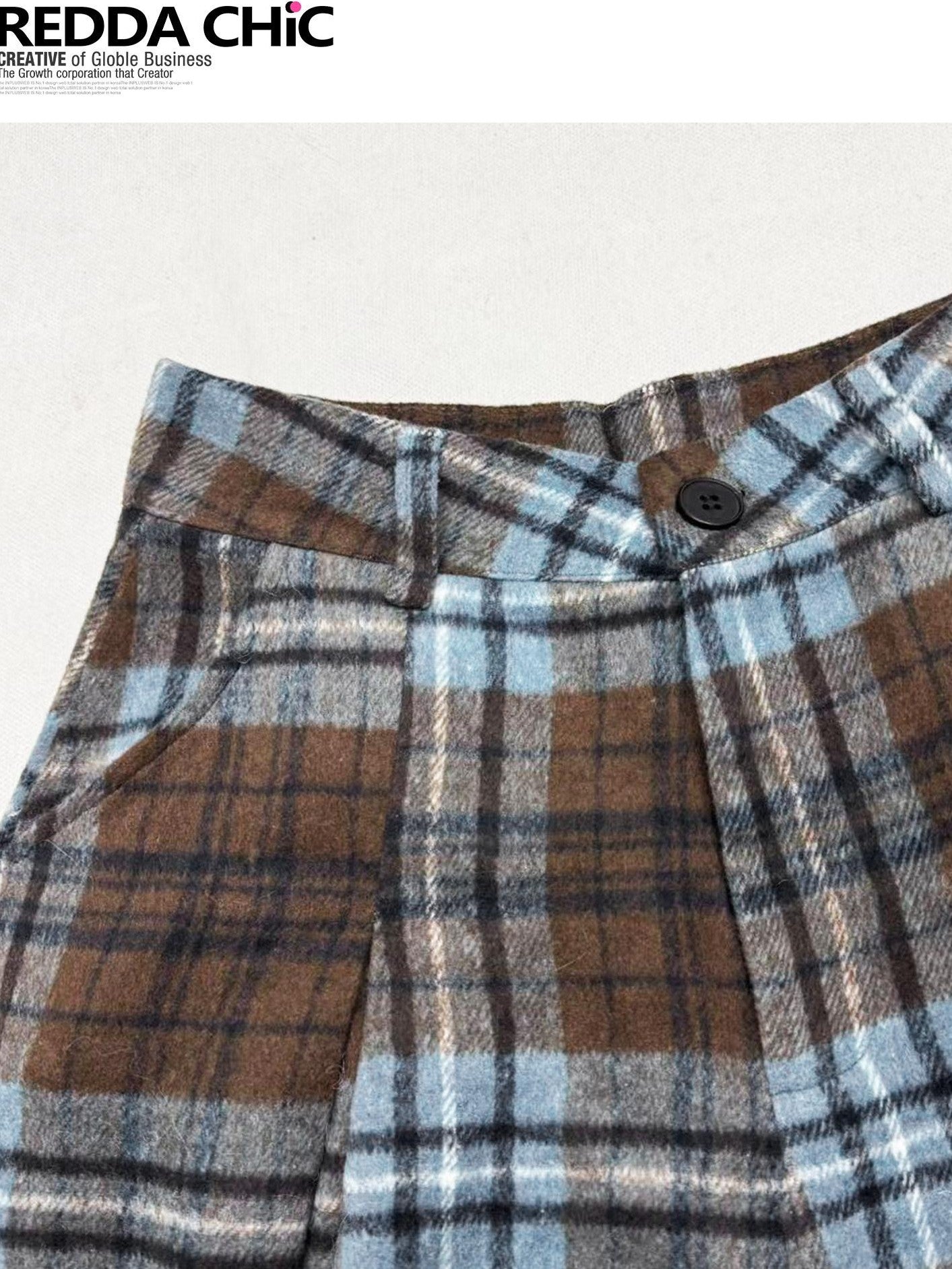 REDDACHIC Plaid A Line High Waist Layered Wide Leg Thick Women'S Woolen Mini Skirts