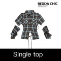 REDDACHIC_Plaid_Colorblock_Detachable_Sleeve_Cropped_Cinched_Women'S_Cotton_Blouses_MISSTT