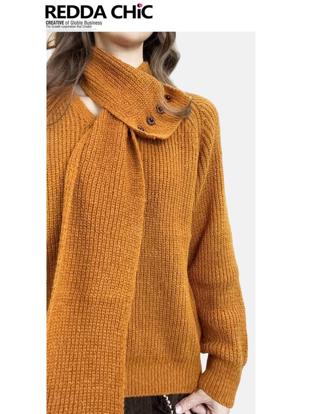 REDDACHIC Pumpkin Orange Turtleneck Knitted Loose Pullover Slouchy Women'S Sweaters