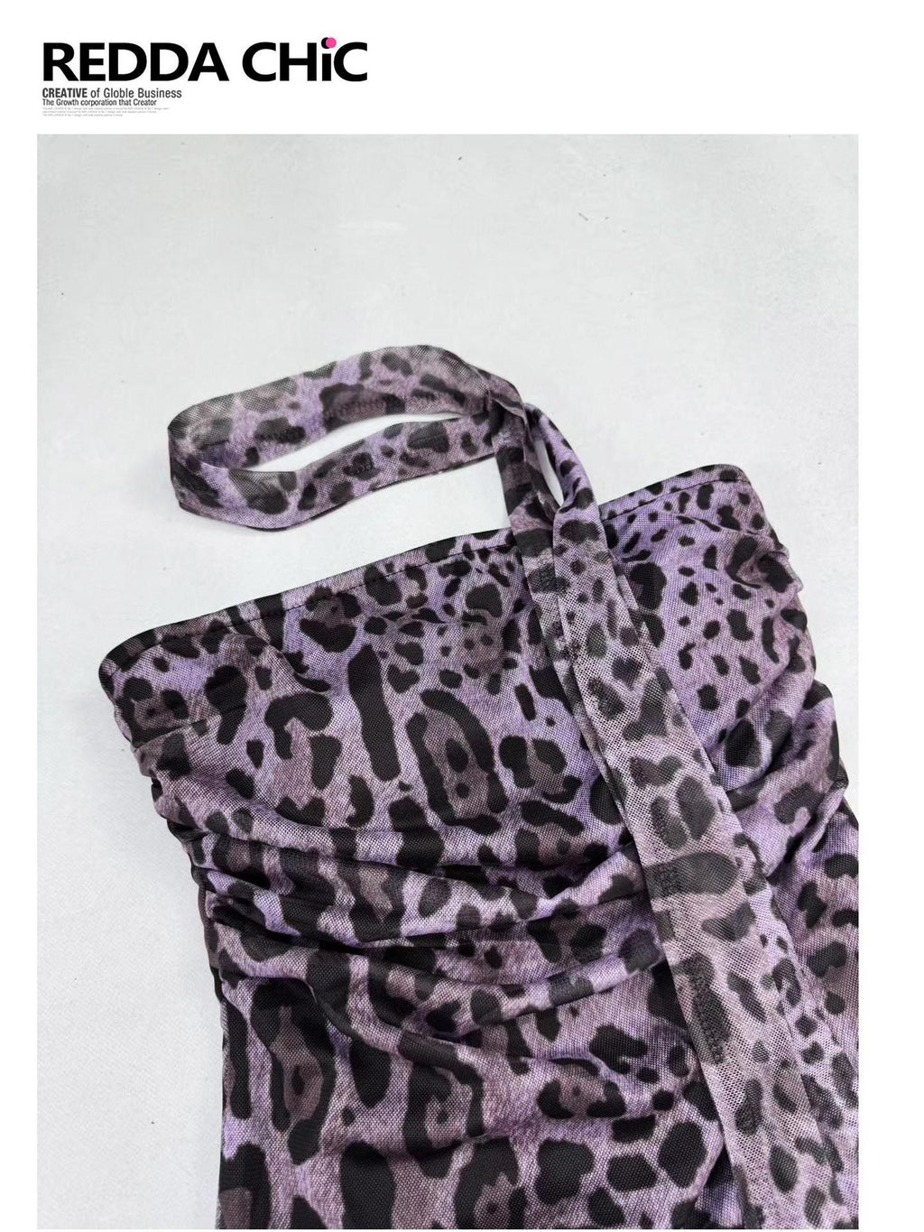 REDDACHIC Purple Leopard Padded Choker Waist Cinch H Cut Women'S Mesh Tube Tops / Bandeaus