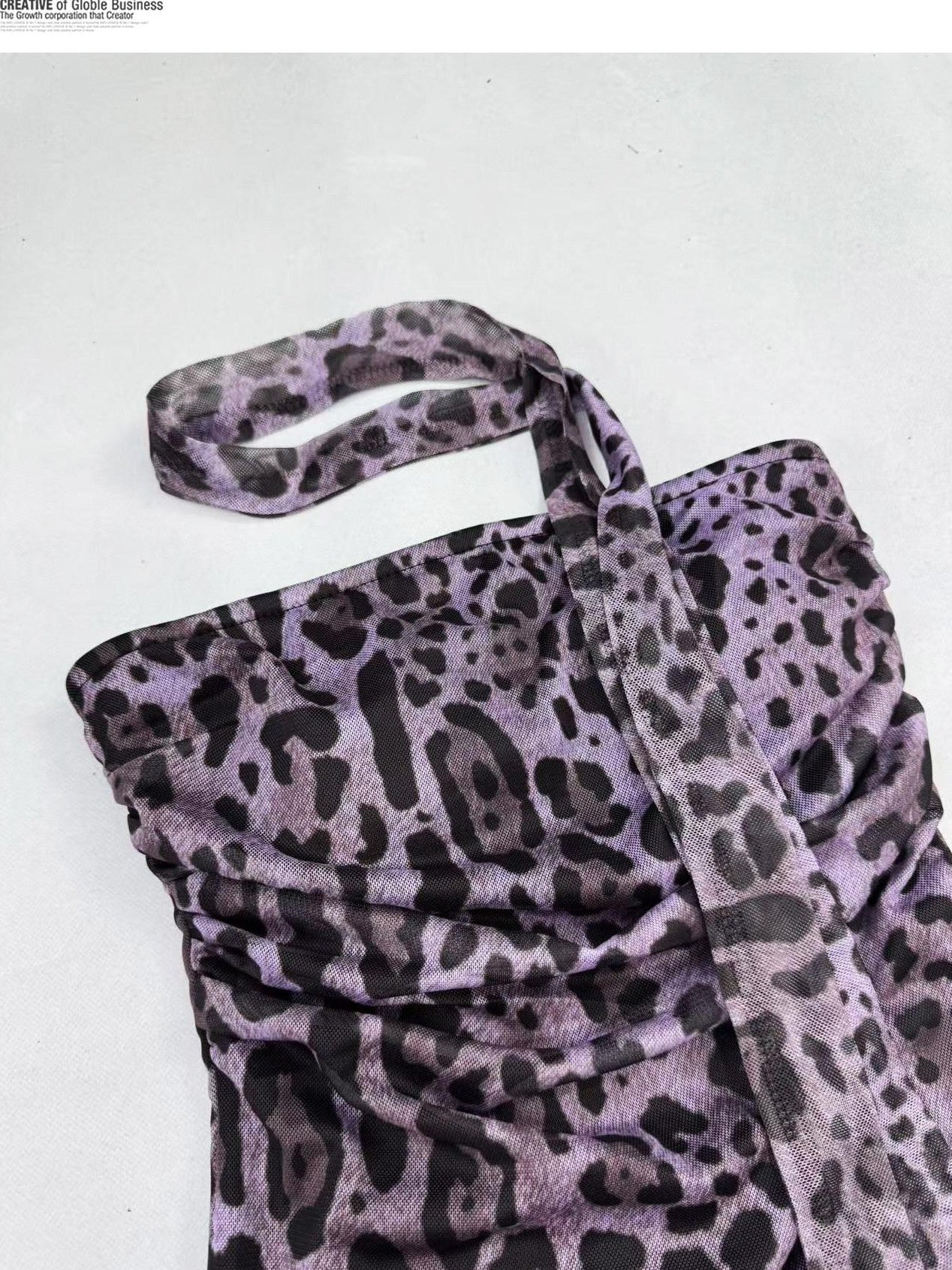 REDDACHIC Purple Leopard Padded Choker Waist Cinch H Cut Women'S Mesh Tube Tops / Bandeaus