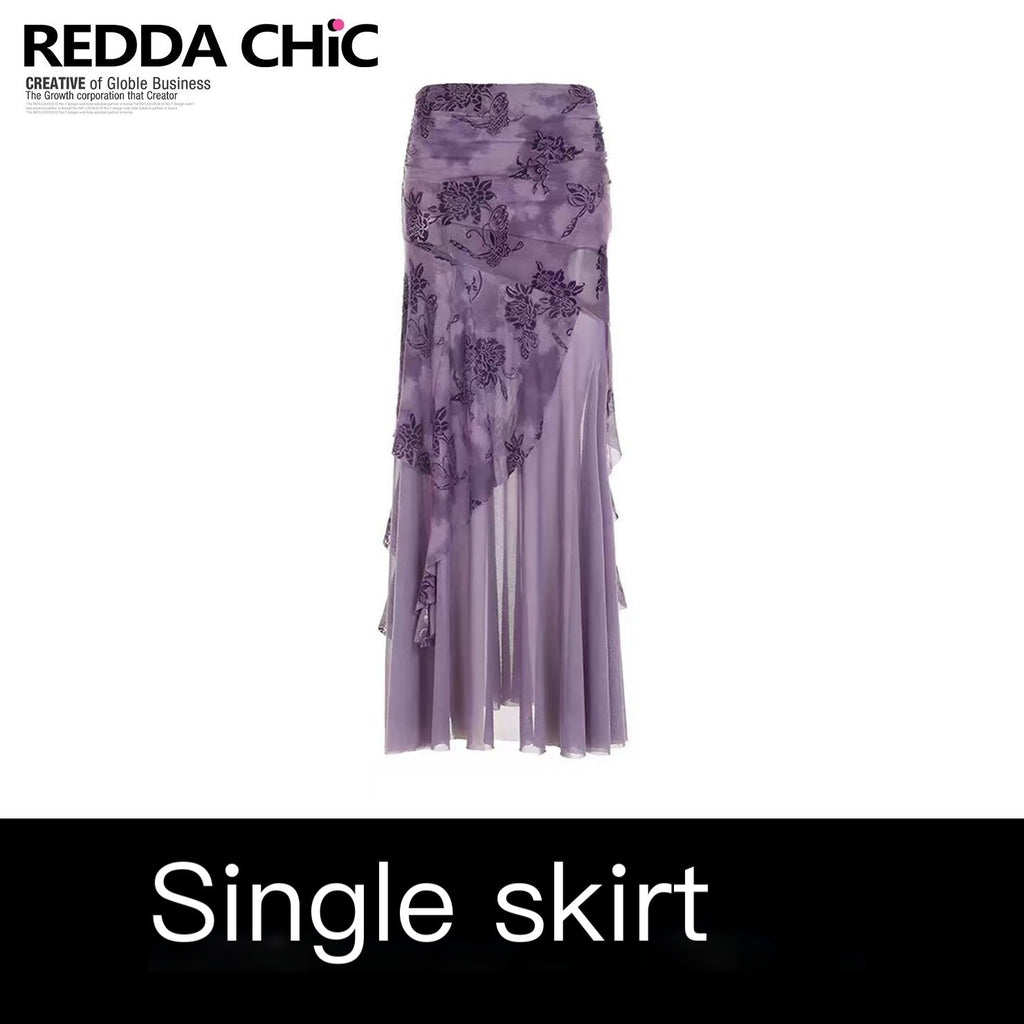 REDDACHIC_Purple_Printed_Ruffle_Asymmetric_High_Waist_Bodycon_Women'S_Tulle_Midi_Skirts_MISSTT