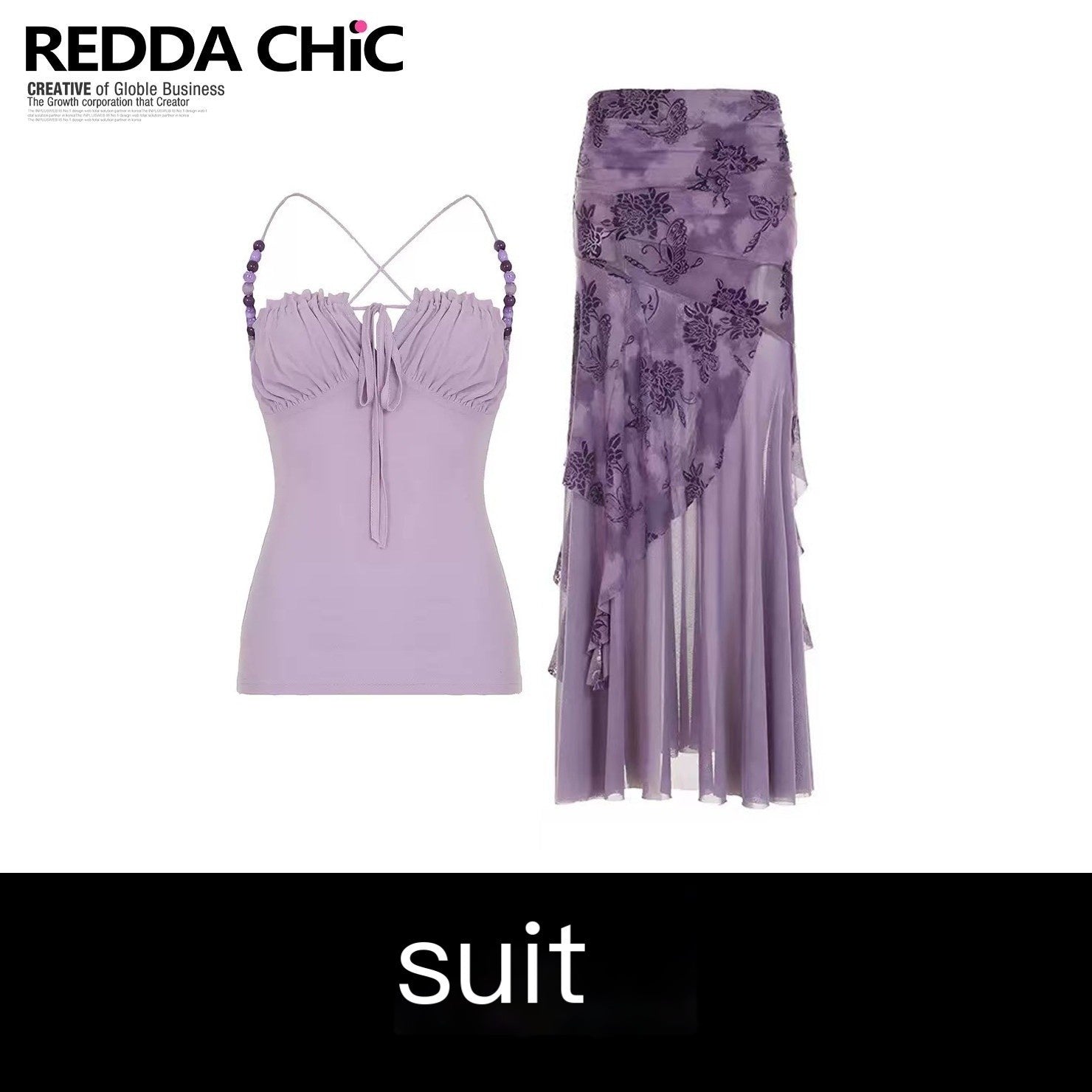 REDDACHIC_Purple_Spaghetti_Strap_Cami_Bodycon_Slim_Sexy_Beach_Women'S_Top_&_Skirt_Sets_MISSTT