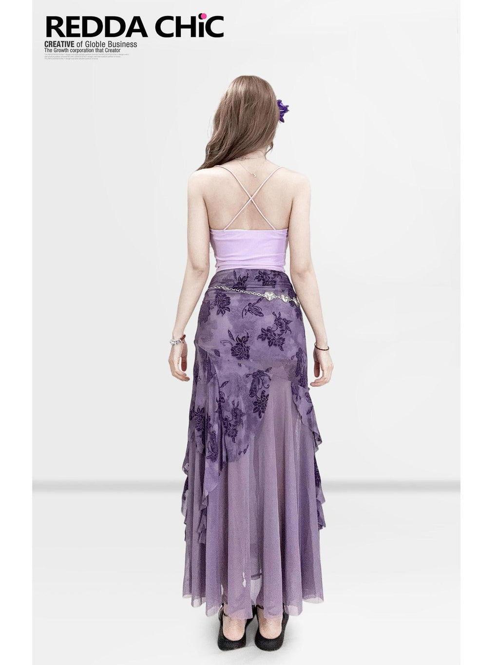 REDDACHIC Purple Spaghetti Strap Cami Bodycon Slim Sexy Beach Women'S Top & Skirt Sets