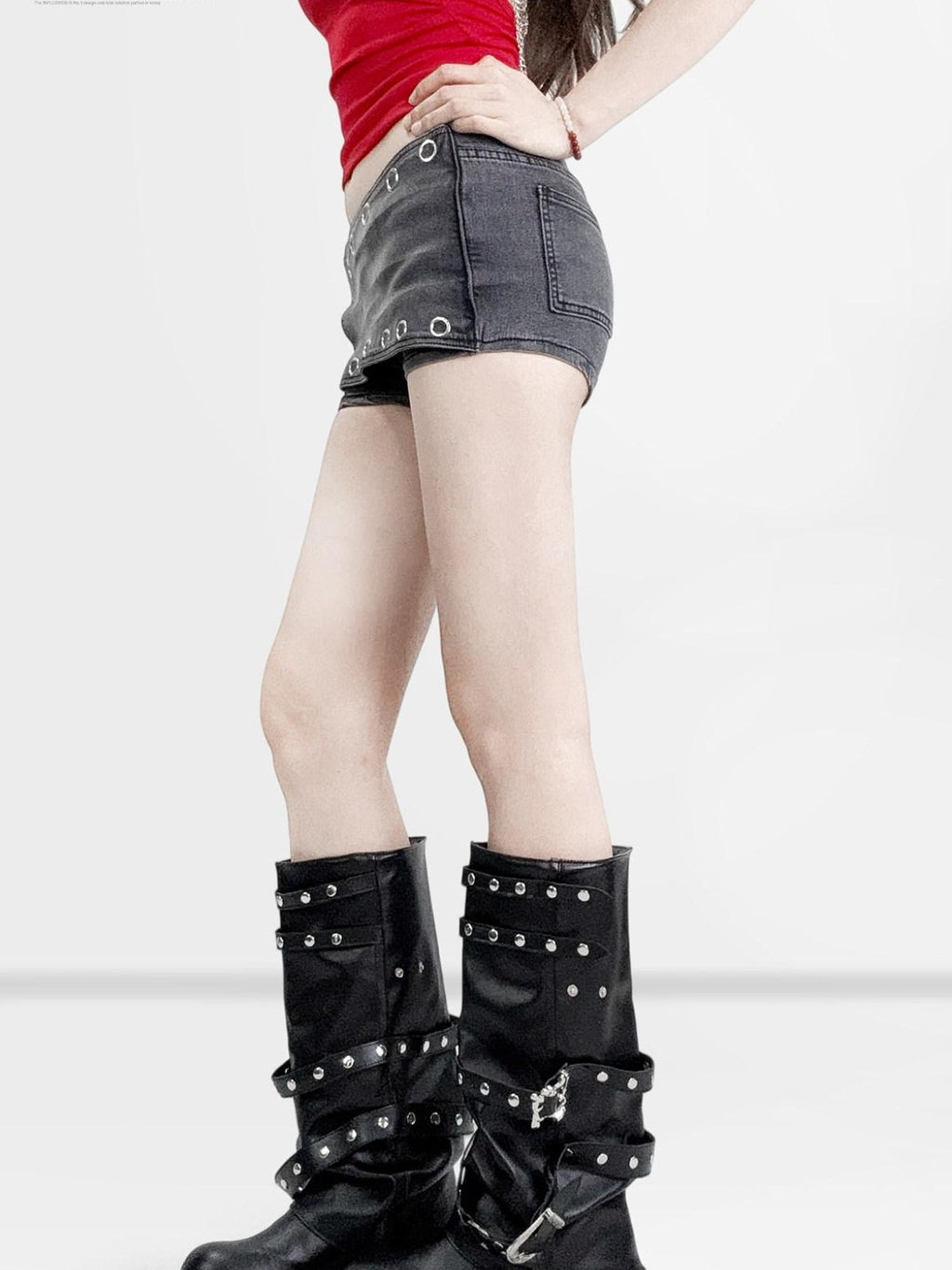 REDDACHIC Retro Asymmetric Low Waist Slim Fit Women'S Washed Denim Mini Skirts