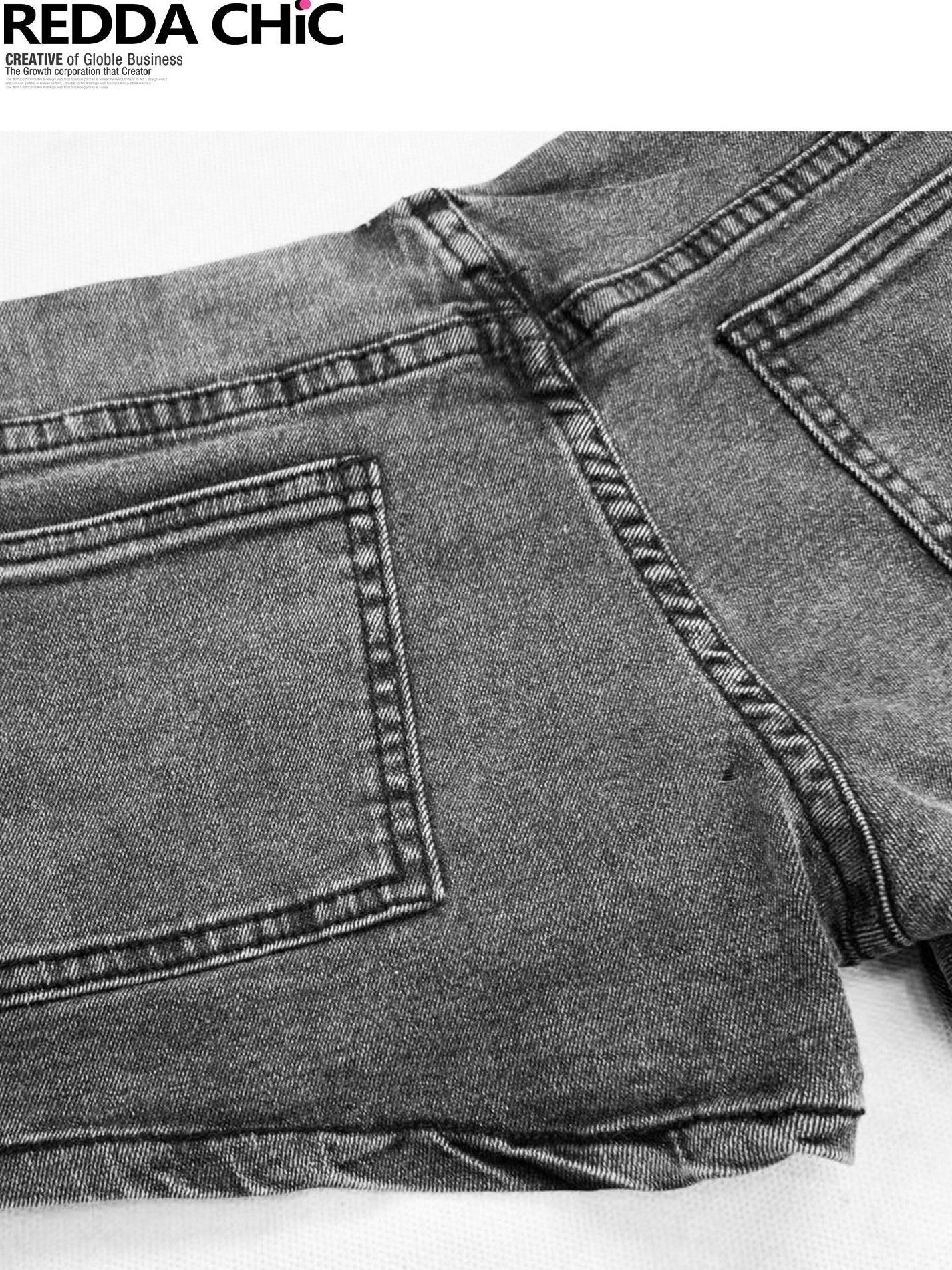 REDDACHIC Retro Asymmetric Low Waist Slim Fit Women'S Washed Denim Mini Skirts