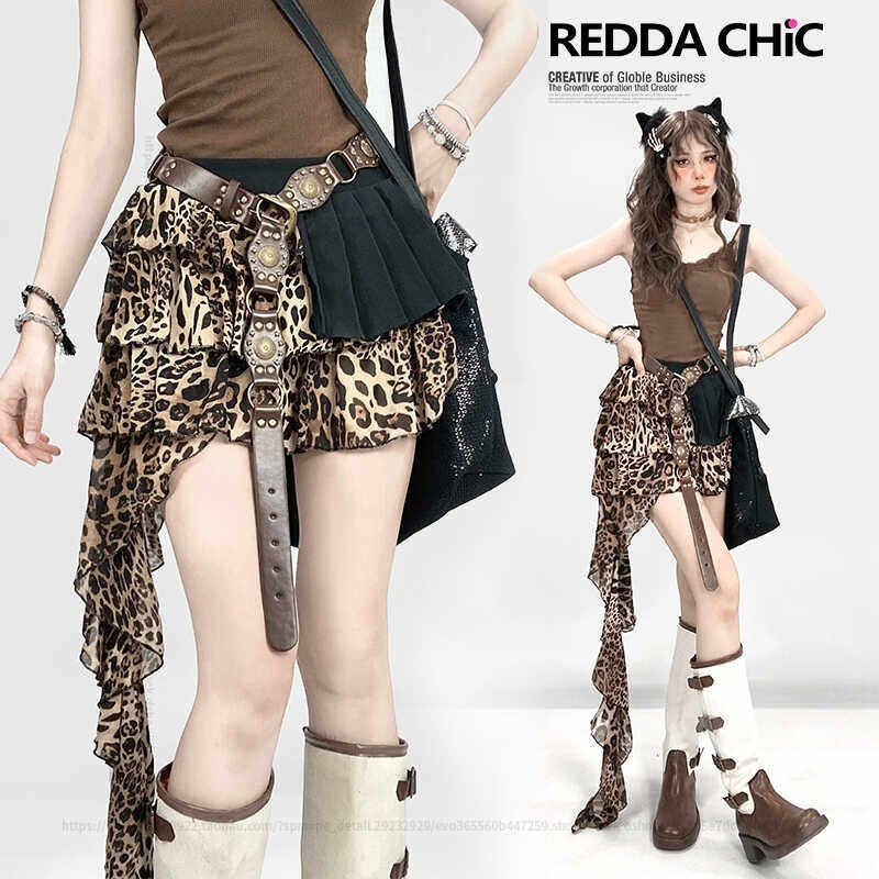 REDDACHIC_Retro_Leopard_Tiered_Patchwork_Ruffle_A_Line_Women'S_Maxi_Skirts_MISSTT