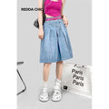 REDDACHIC_Retro_Pleated_A_Line_Ruffle_Pockets_Women'S_Denim_Midi_Skirts_MISSTT