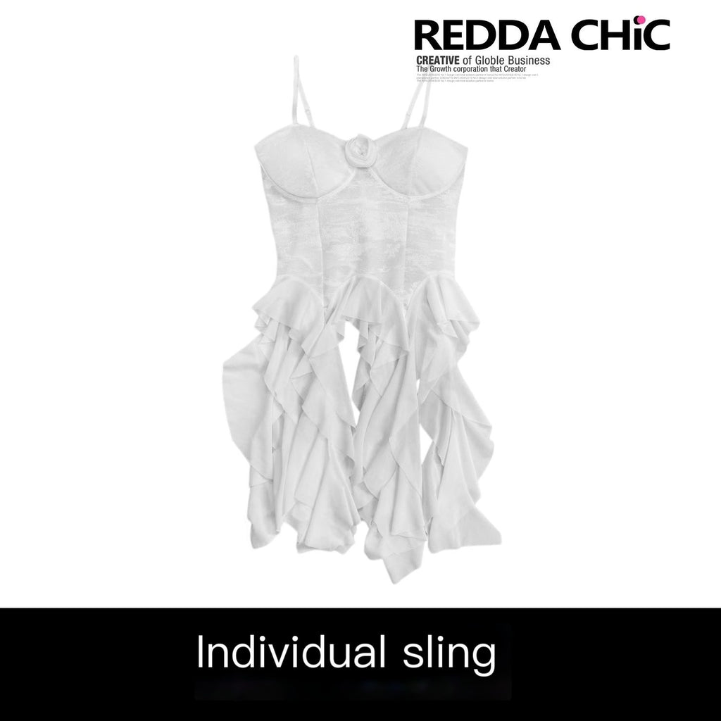 REDDACHIC_Ruffle_Asymmetric_Padded_Women'S_Lace_Waist_Cinch_Slip_Mini_Dresses_MISSTT