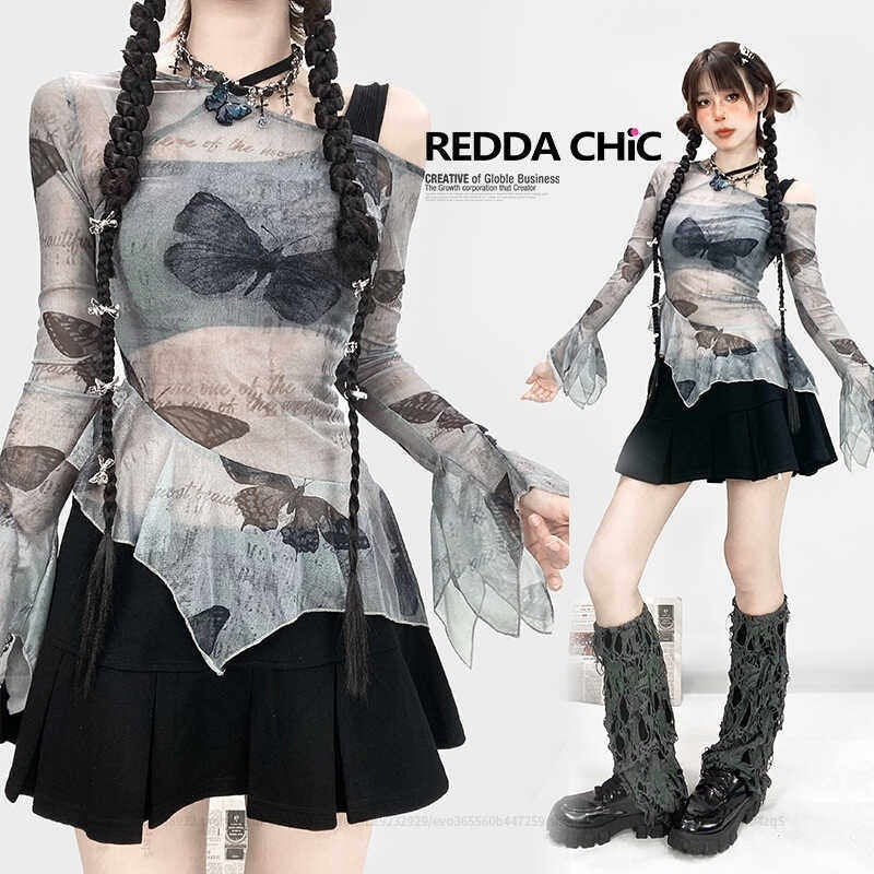 REDDACHIC_Sheer_Butterfly_Off_Shoulder_Asymmetrical_Ruffle_Women'S_Long_Sleeve_T-Shirts_MISSTT