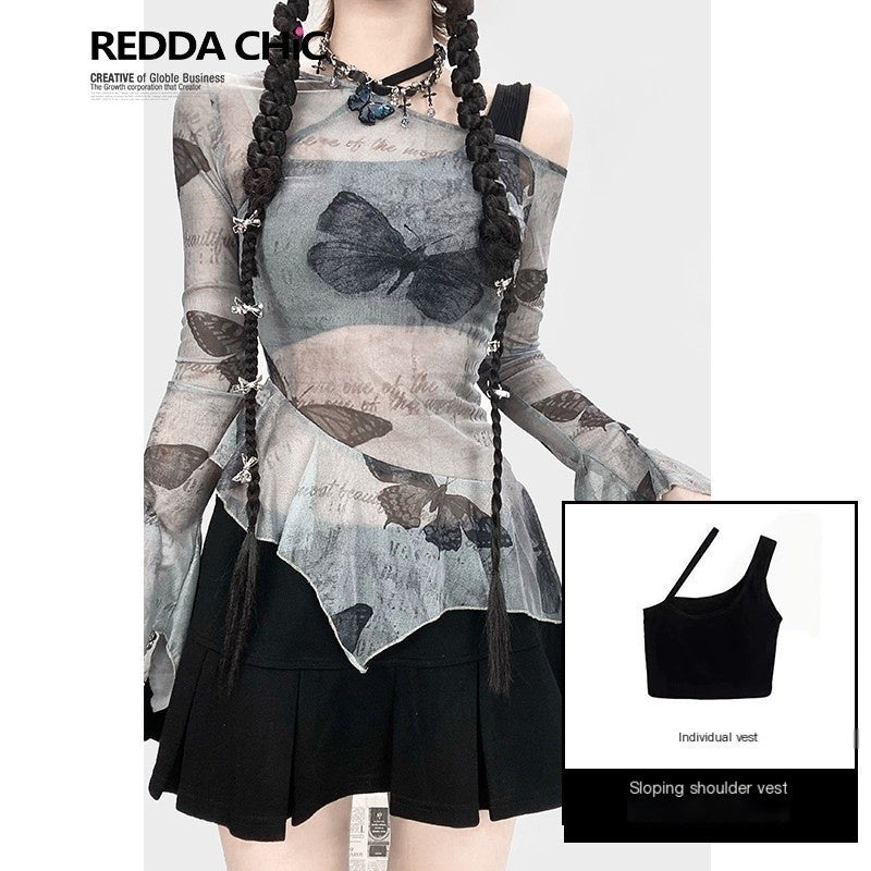 REDDACHIC_Sheer_Butterfly_Off_Shoulder_Asymmetrical_Ruffle_Women'S_Long_Sleeve_T-Shirts_MISSTT