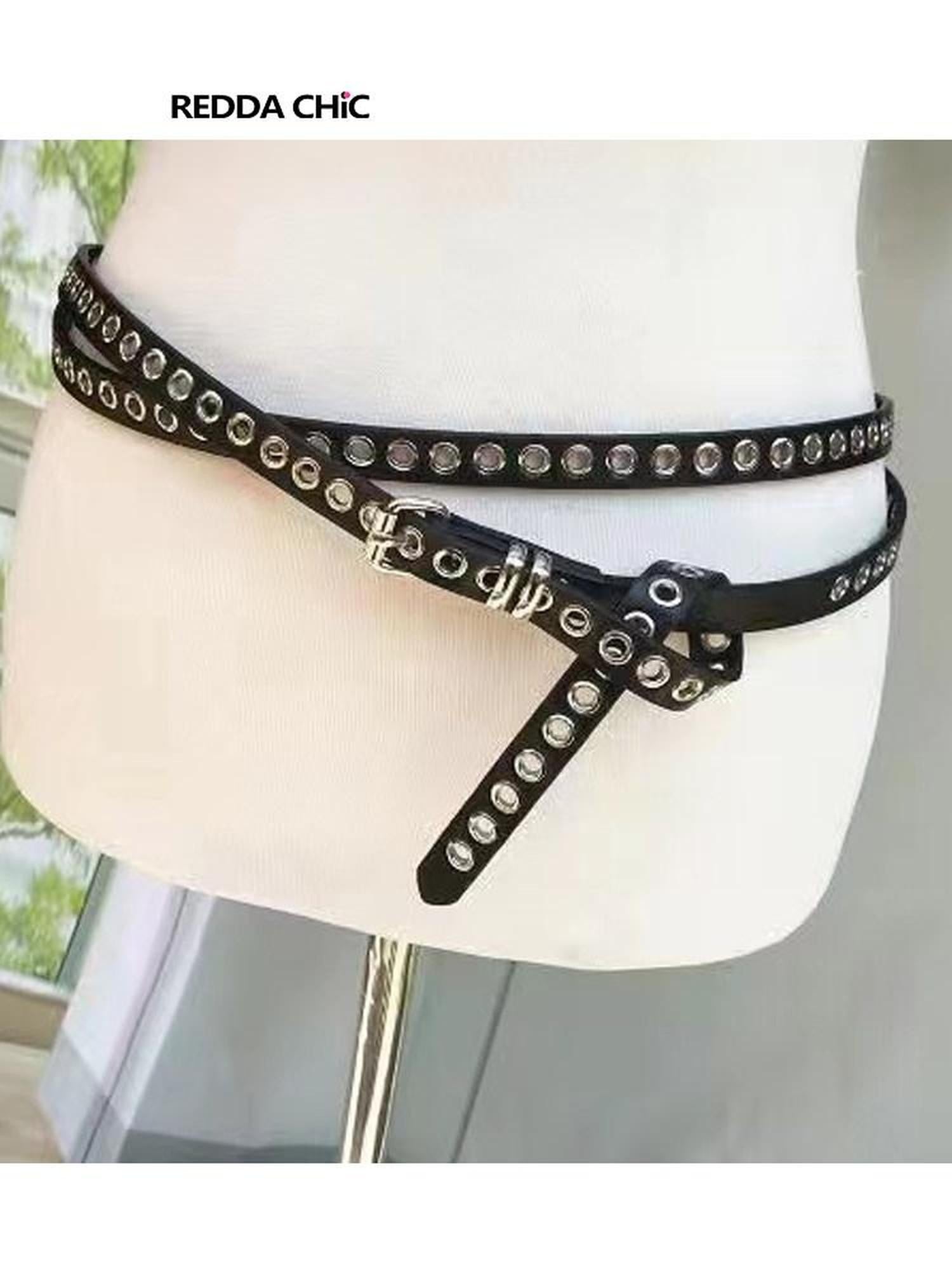 REDDACHIC Slim Extra Long Double Loop Adjustable Knot Women'S Leather Belts