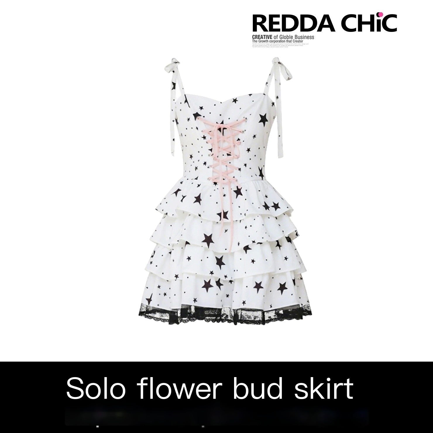REDDACHIC_Star_Print_Padded_Bust_A_Line_Cake_Skirt_Women'S_Polyester_Slip_Mini_Dresses_MISSTT