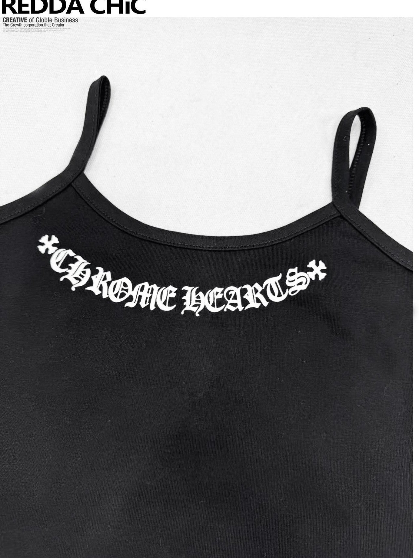 REDDACHIC Subculture Dark Y2K Letter Print Slim Cinched Cropped Women'S Camisoles