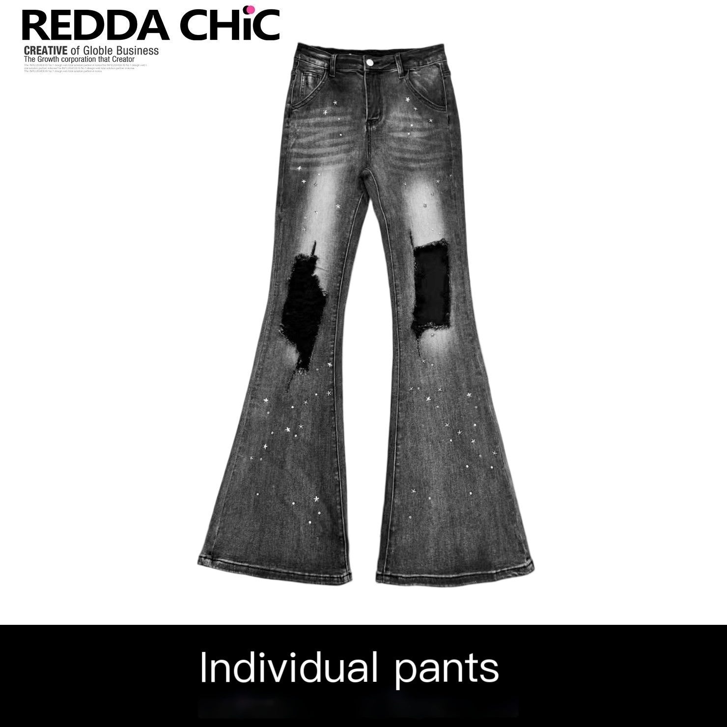 REDDACHIC_Sweet_Spicy_Ripped_Rhinestone_Slim_Women'S_Cotton_Stretch_Denim_Flare_Jeans_MISSTT