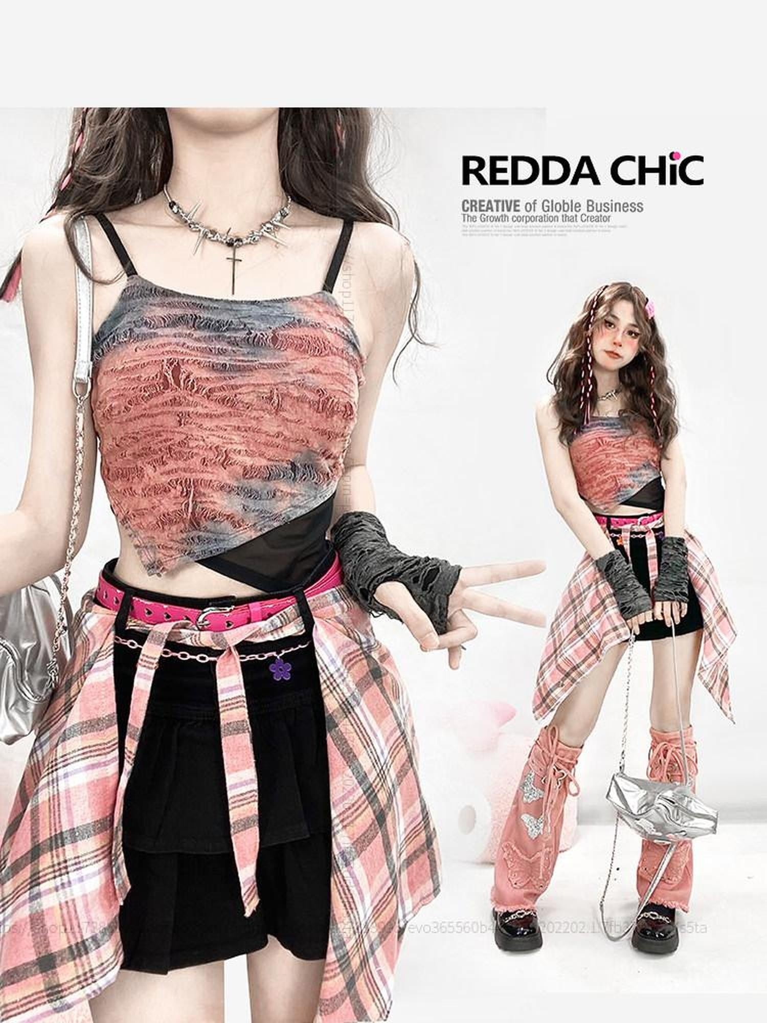 REDDACHIC Tie Dye Handpainted Asymmetrical Padded Cropped Women'S Other Material Camisoles