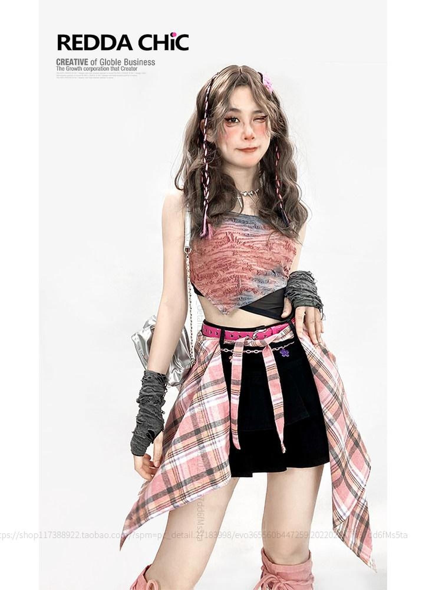 REDDACHIC Tie Dye Handpainted Asymmetrical Padded Cropped Women'S Other Material Camisoles