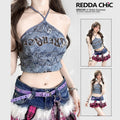REDDACHIC_Tie_Dye_Letter_Print_Halterneck_Padded_Women'S_Slim_Cropped_Camisoles_MISSTT