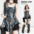 REDDACHIC_Tie_Dye_Ruffle_Mesh_Cinched_Waist_Spaghetti_Strap_Women'S_Slip_Mini_Dresses_MISSTT