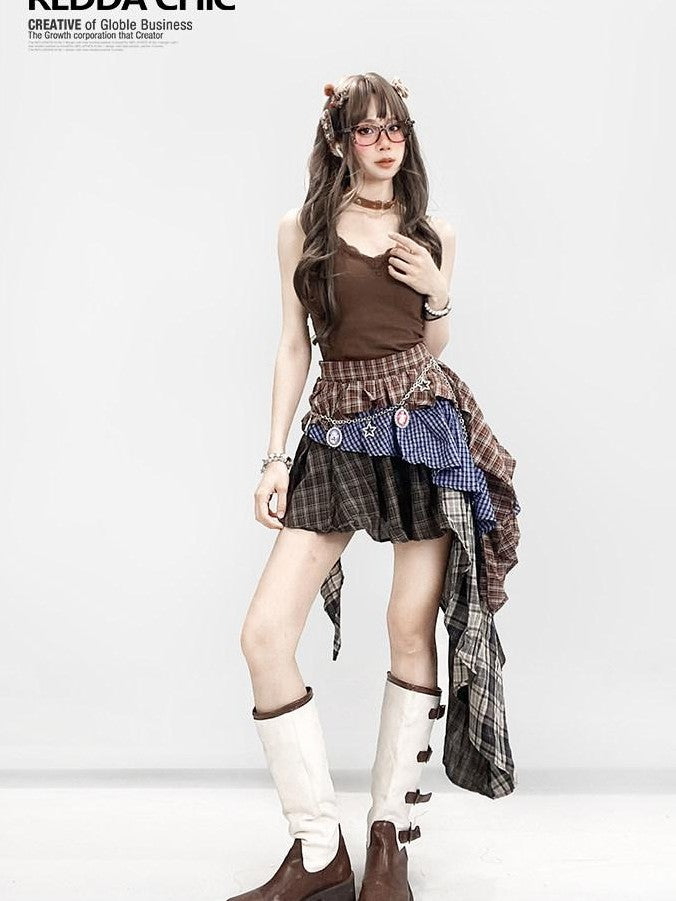 REDDACHIC Vintage Asymmetrical Bell Sleeve V-neck Women'S Lace Cropped Blouses